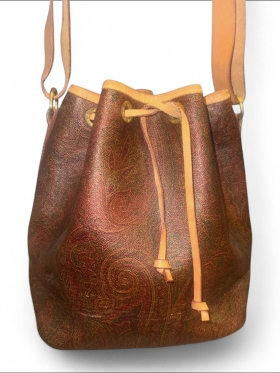 Etro Milano Handbags - Etro Paisley Bucket Bag with Vachetta Leather Trim and Strap